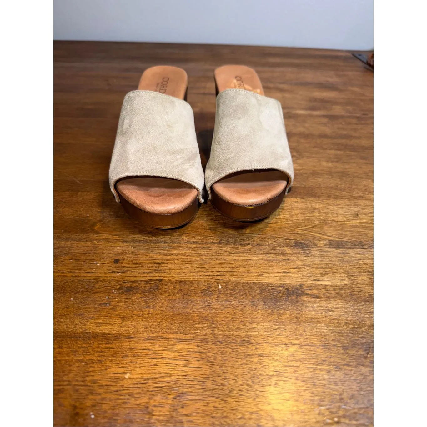 Cordani Whitley Slide On Platform Sandal Suede Tan Size 7.5 - Image 6