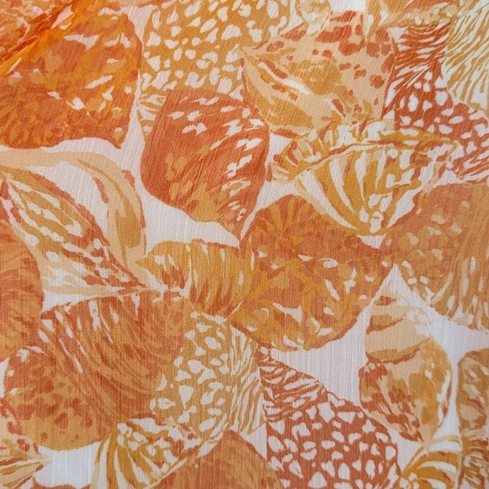 Loft seashell blouse Orange tropical lined v neck Top flutter sleeve XXS petite - Image 5