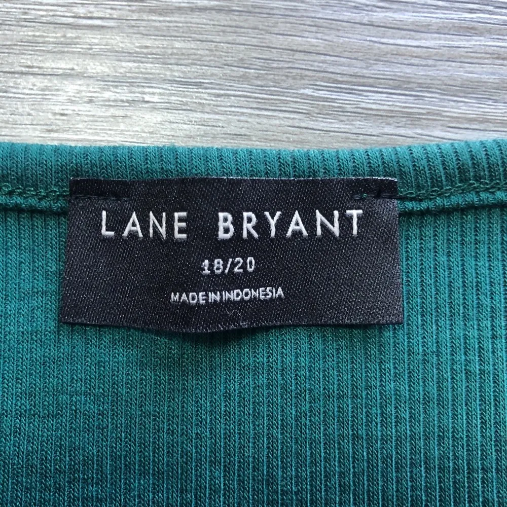 Lane Bryant Ribbed Green Green Square Neck Fitted Crop Top Size 18/20 1X - Image 3