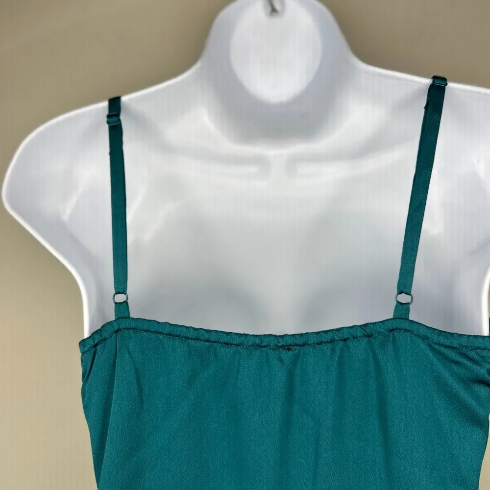 NWT Thirty Thirty Feather Trimmed Cocktail Party Slip Dress in Emerald Size M Green Size M - Image 6