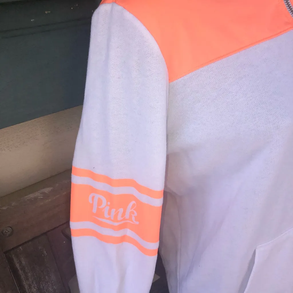 Pink Victoria Secret white and orange 1/4 zip - Image 3