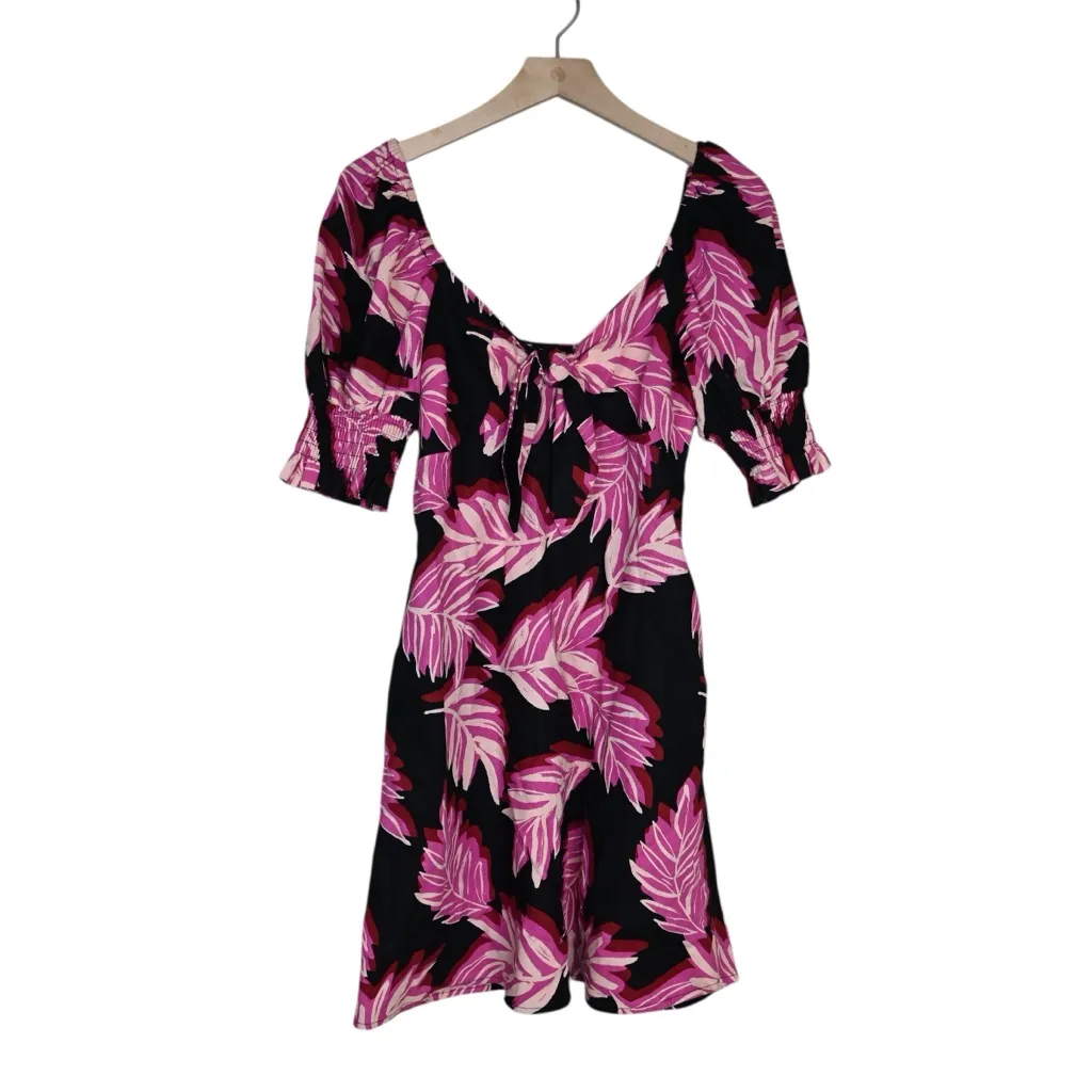 Who What Wear Women's XS Tropical Puff Sleeve Linen Dress - Image 3