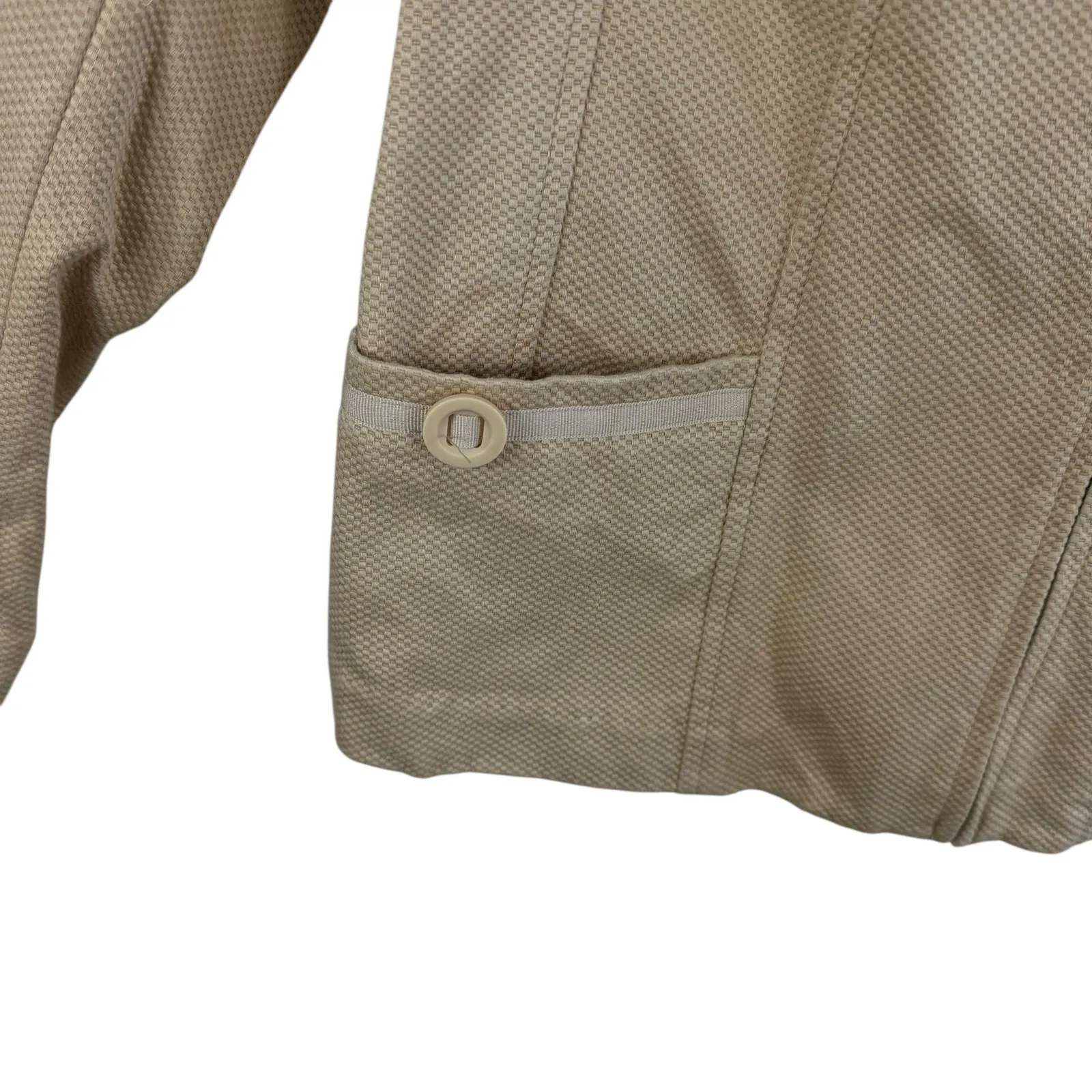 Dialogue Tan Beige Cotton Textured Full Zip Collared Jacket Size 14 - Image 3