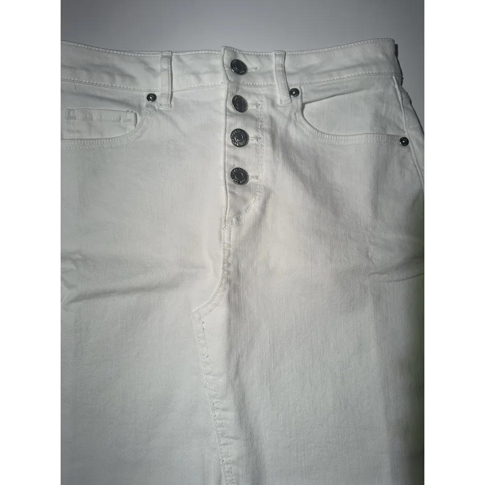 Ann Taylor LOFT Womens White Button Fly Denim Skirt Size 0 - Image 5