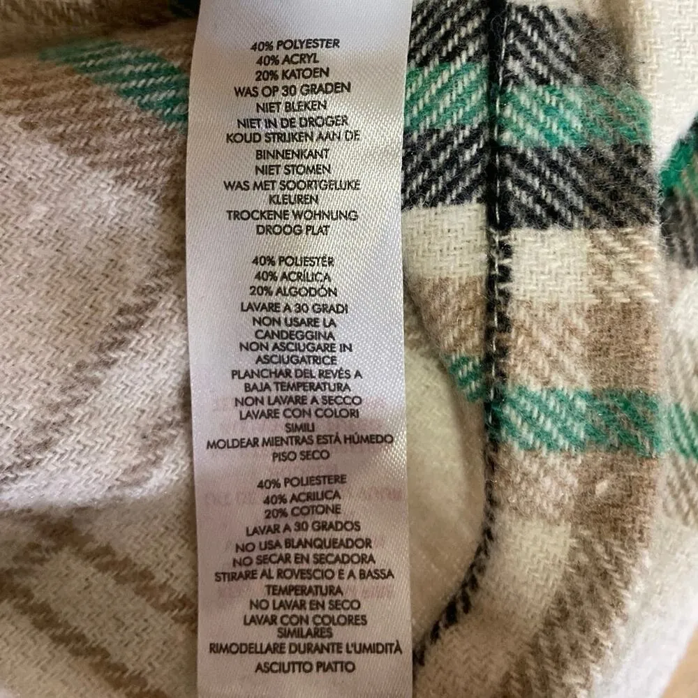 Nasty Gal Multicolor Plaid Flannel Button Long Sleeve Cropped Shirt Jacket Top S - Image 7