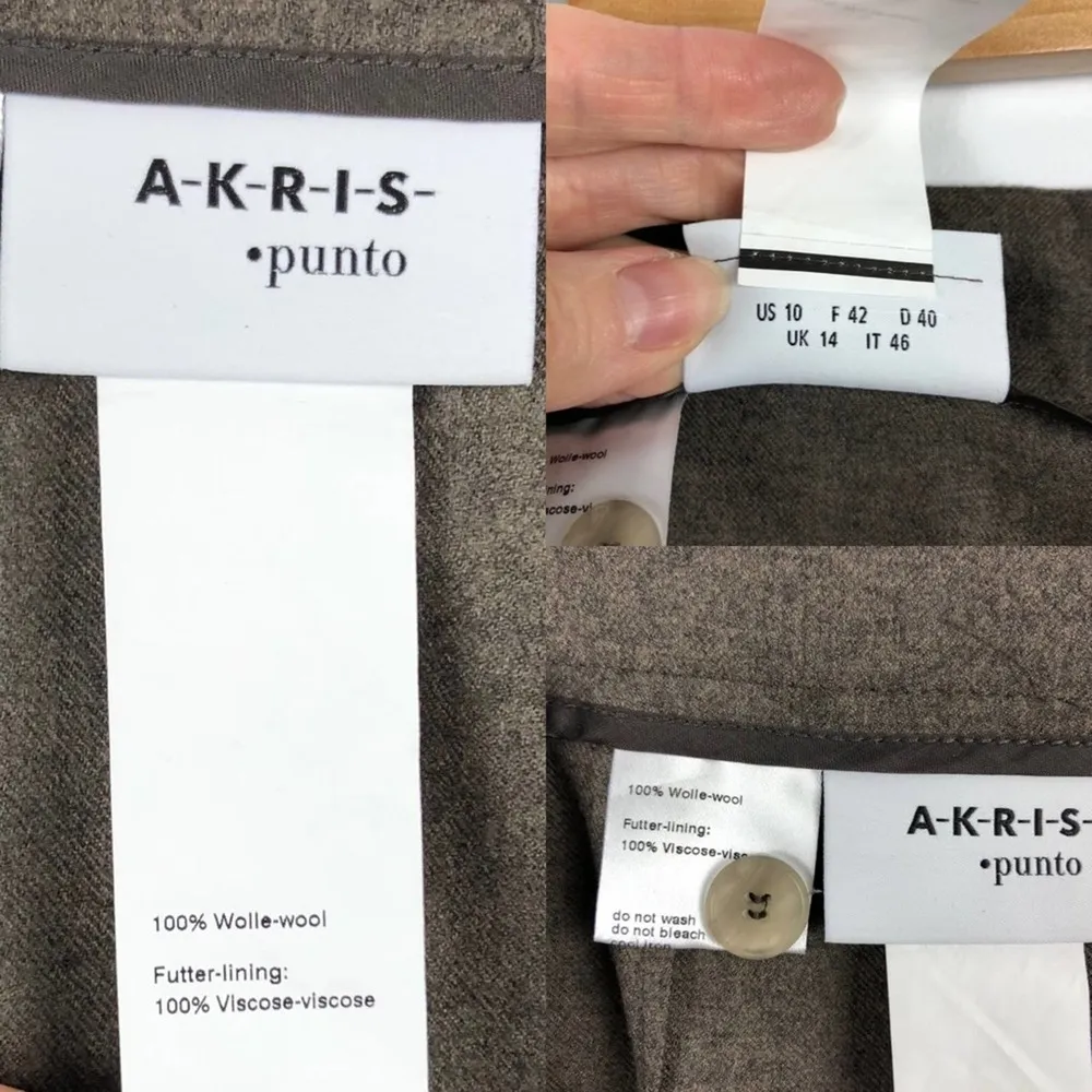 New  Akris Punto Maiko Pleated Flattering High Waisted 100% Wool Trousers Pants - Image 12