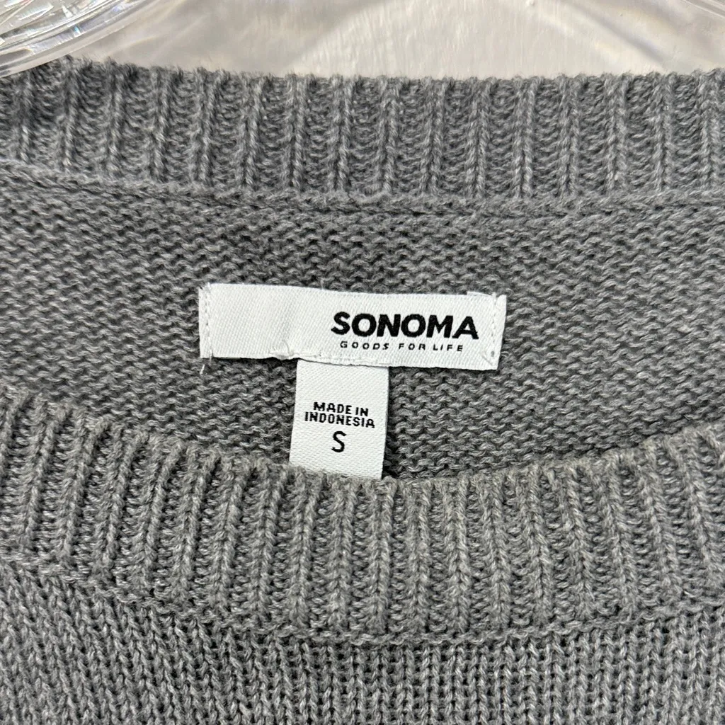 Sonoma knit boat neck Gray and Cream Women's Sweater - Image 6