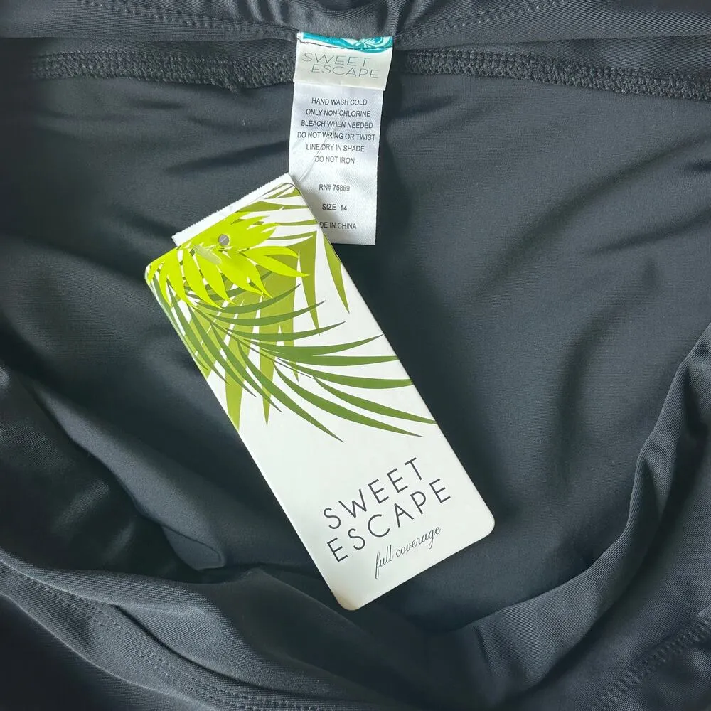 NWT Sweet Escape Swim Skirt Womens 14 Black Mini Full Coverage - Image 4