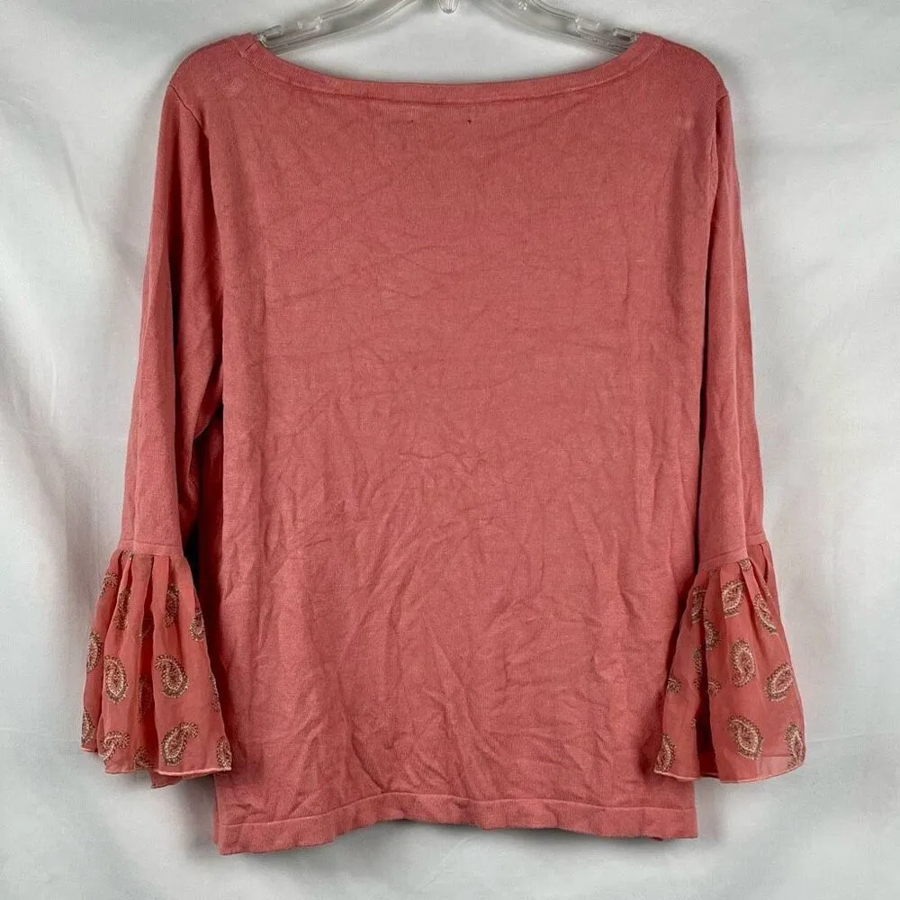 7th Avenue New York and Company Pink Sweater Bell Sleeves XL Pink - Image 3