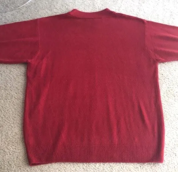 red crewneck pullover short sleeve sweater - Image 2