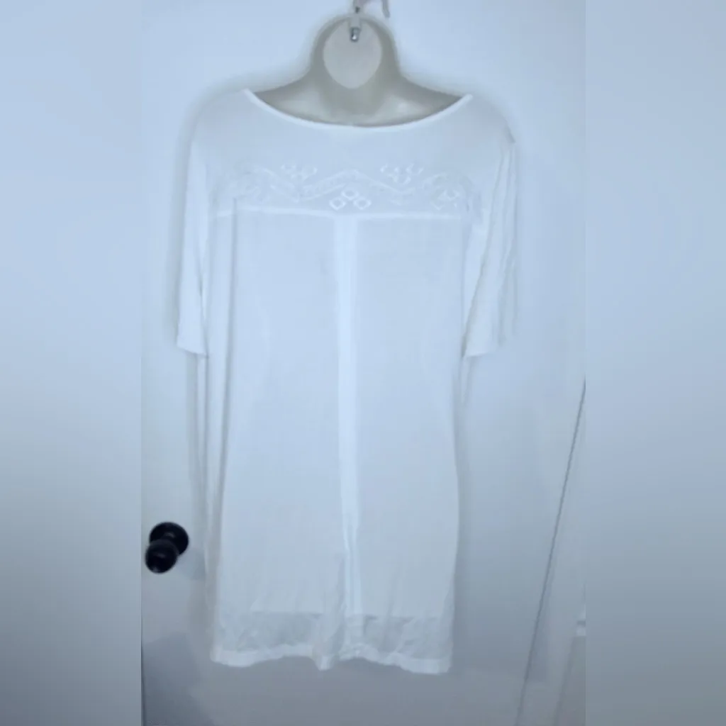 Pol White Oversized Geometric Stitch Pattern Top White NWOT Size Small - Image 6