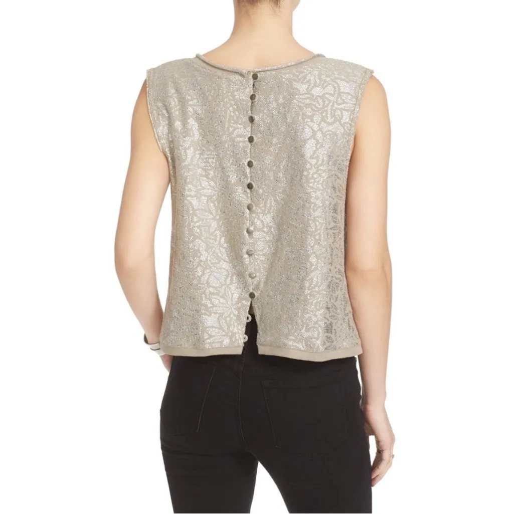 Free People Silver Metalic Crop Tank Top - Image 3