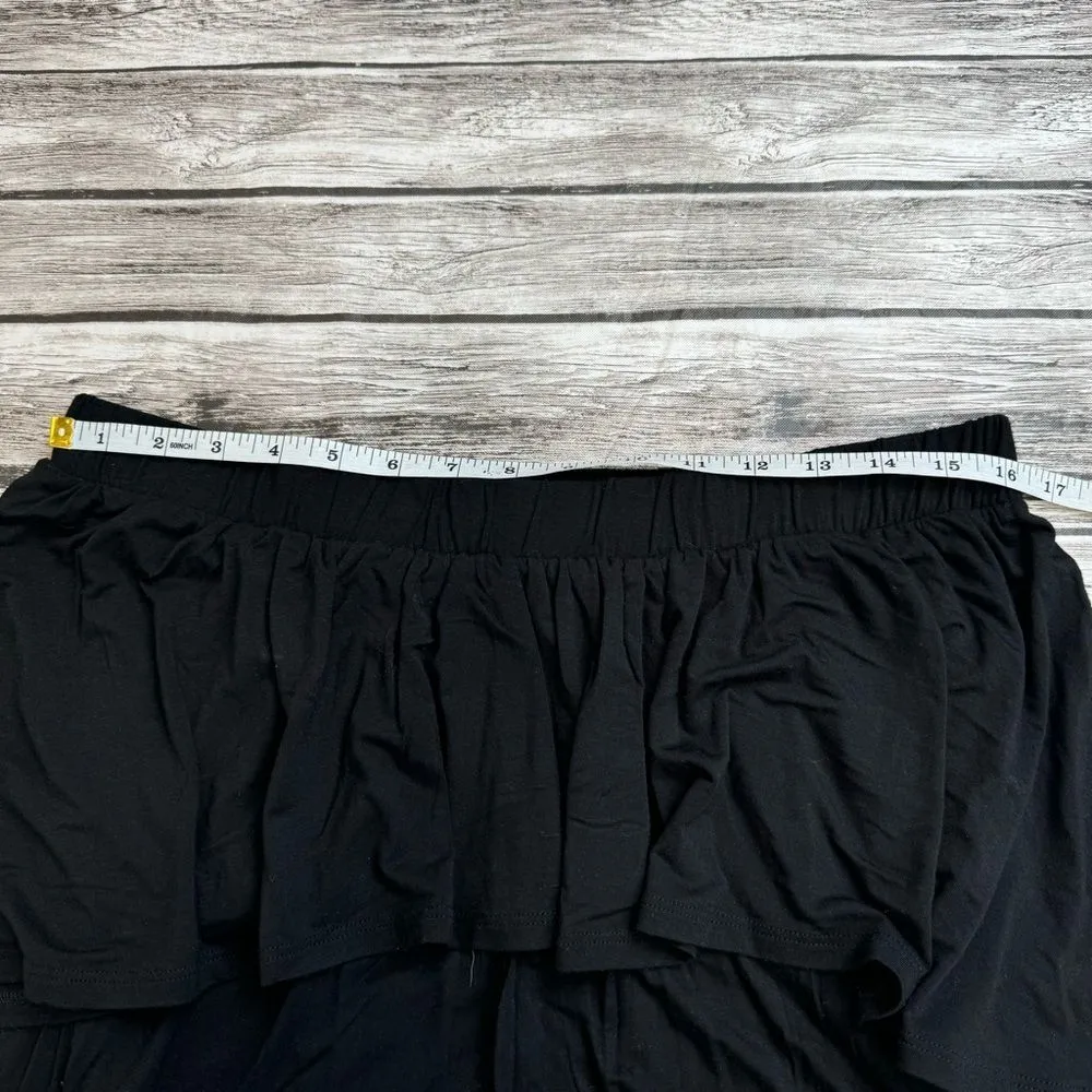 GO Couture Women's Off Shoulder Tiered Black Cropped Blouse L LG Large Ruffles - Image 8