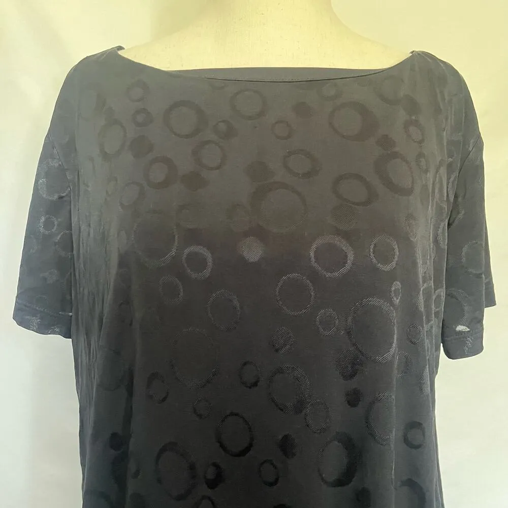 TRAVELERS by CHICO'S Tunic Dress Sz 12 Black Circle Geometric Stretch Jacquard - Image 2