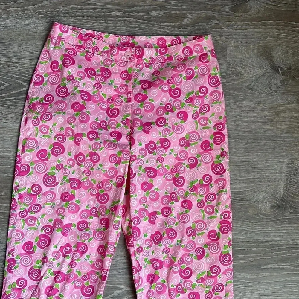 Lilly Pulitzer white label vintage Pink Rolls Royce Snail Print Capris pants - Image 3