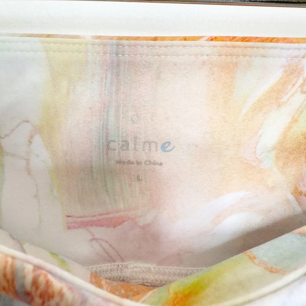 NWT Calme by Johnny Was Multi Marble High Waist Endurance Leggings L Size L - Image 8