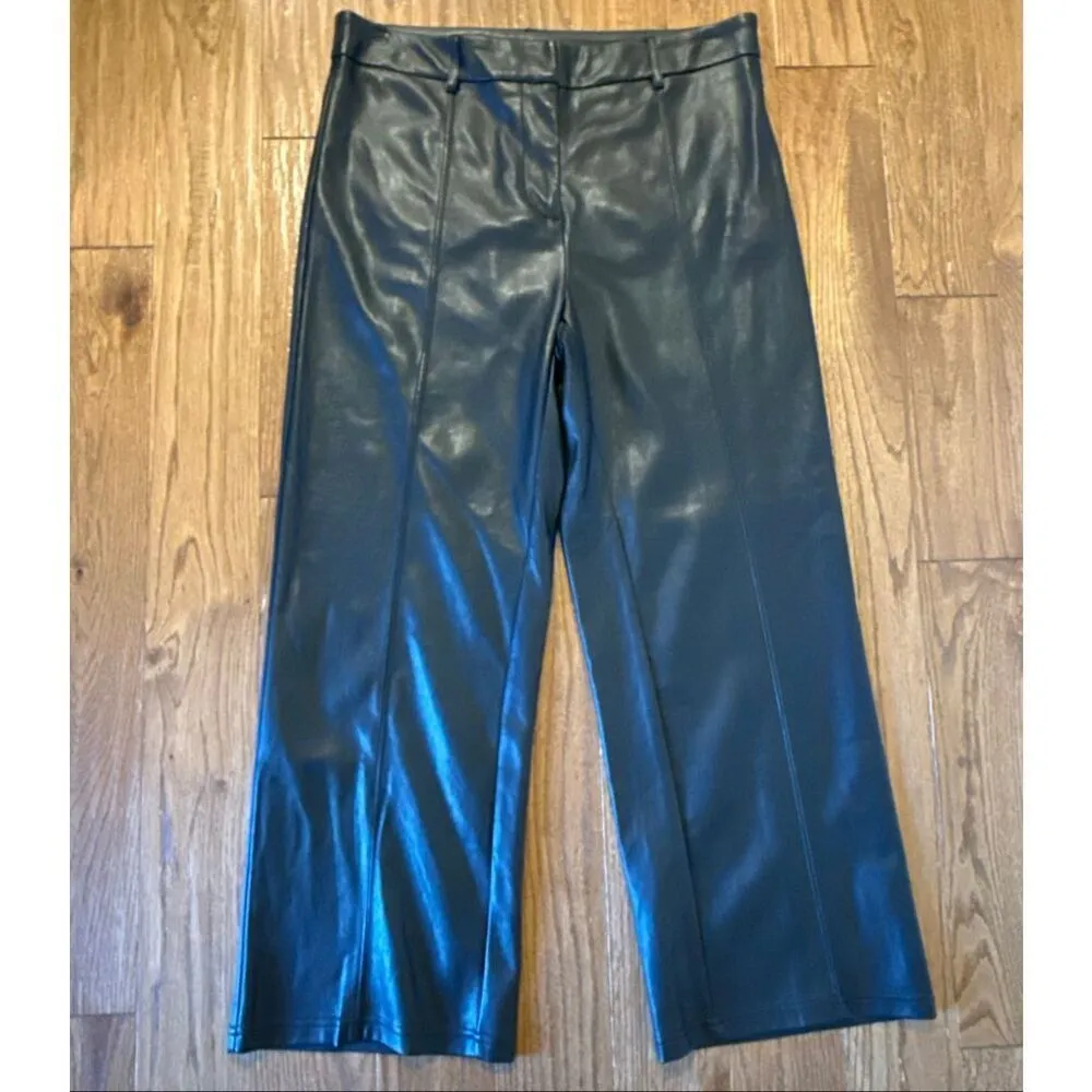 7 For All Mankind black faux leather wide leg crop pants - Image 11