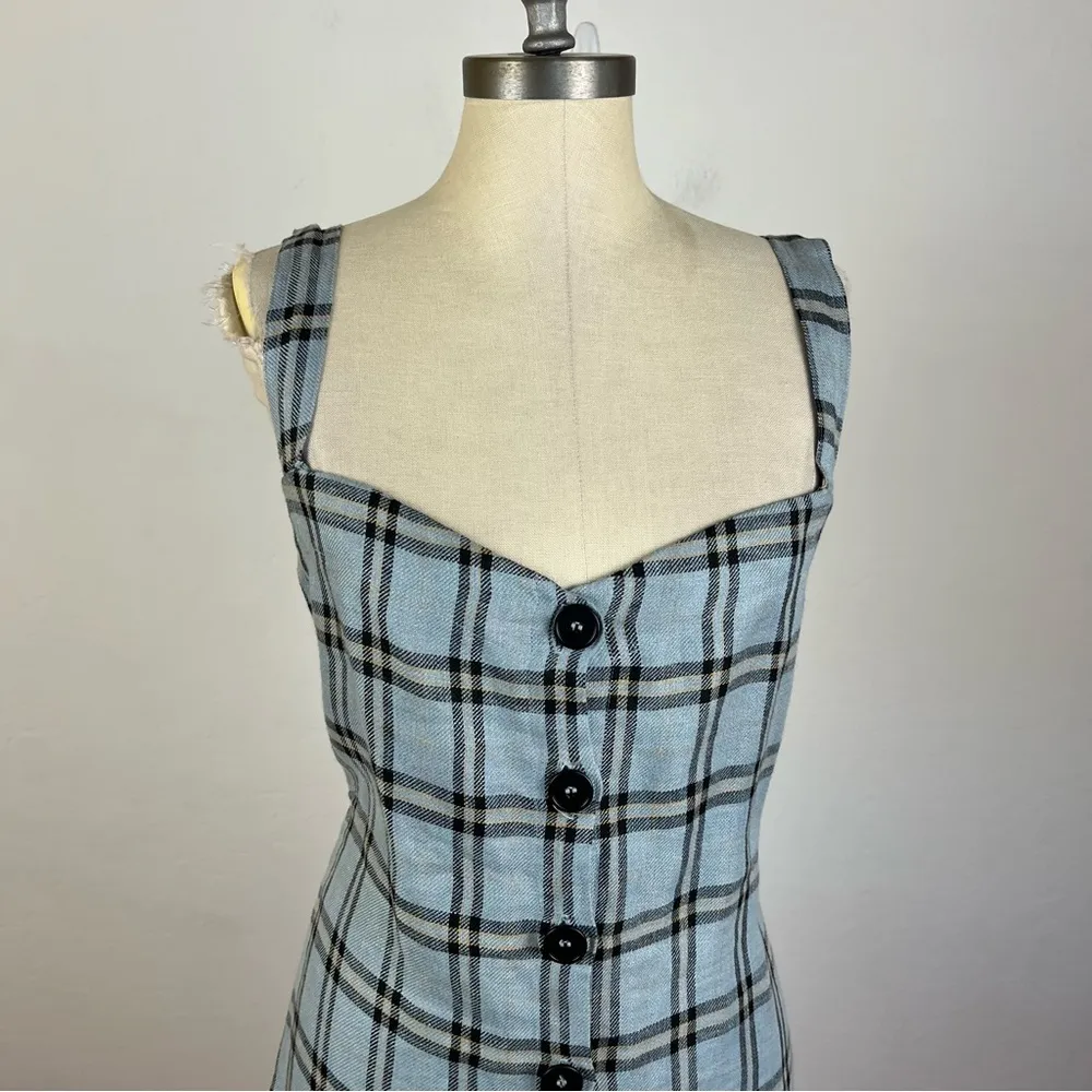 Reformation Shetland Plaid Button Front Dress - Image 4