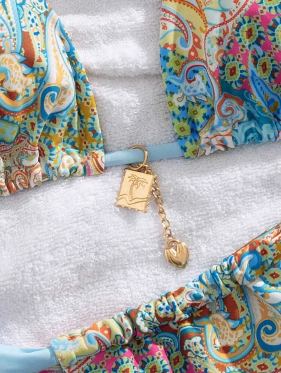 Alix Earle Blue Pink Multicolor Tribal Print Patten Bikini Swim Set - Image 10