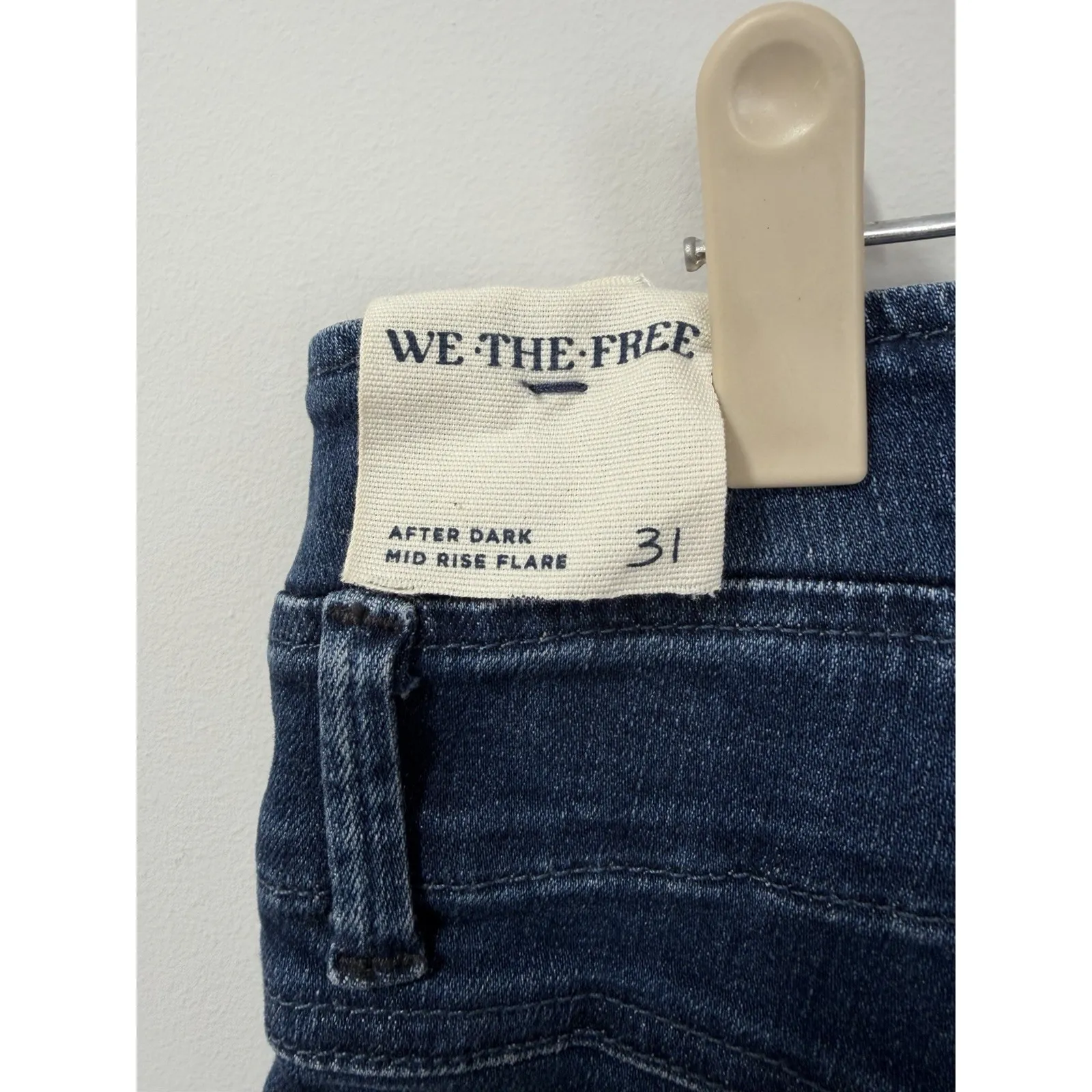 We‎ The Free People After Dark Mid Rise Flare Blue Denim Bell Bottom Size 31 NEW - Image 5