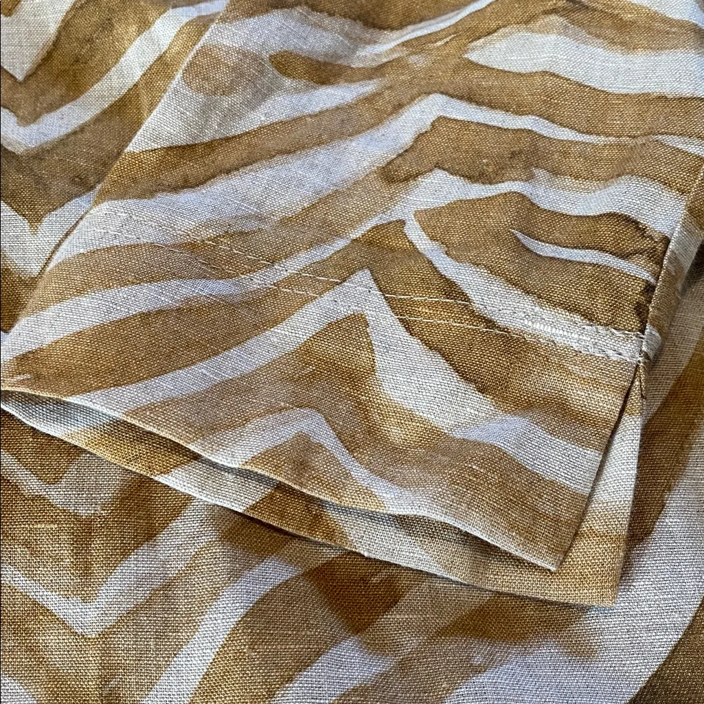 iLinen Classic Button Down Shirt Natural Zebra Size XS Tan - Image 12