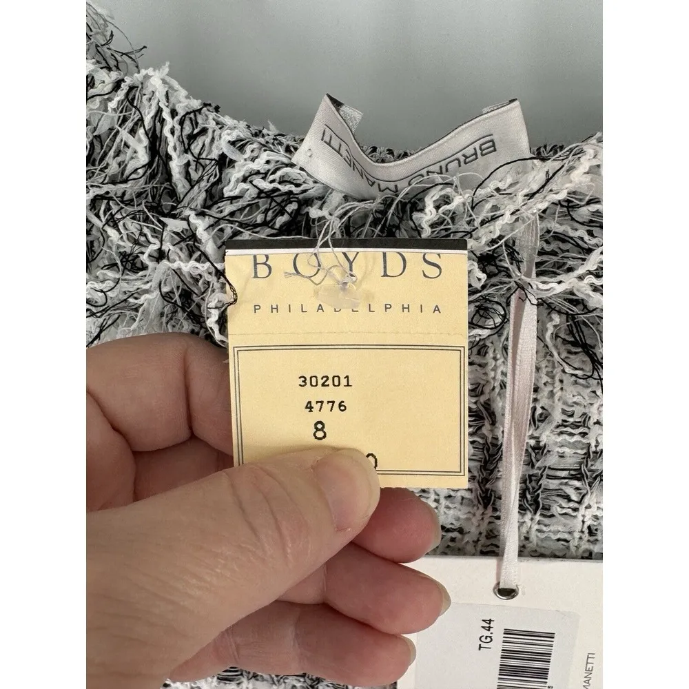 Bruno Manetti Giacca Open Cardigan Black/White Check Size 44‎ Italy 8 US Fringe - Image 9