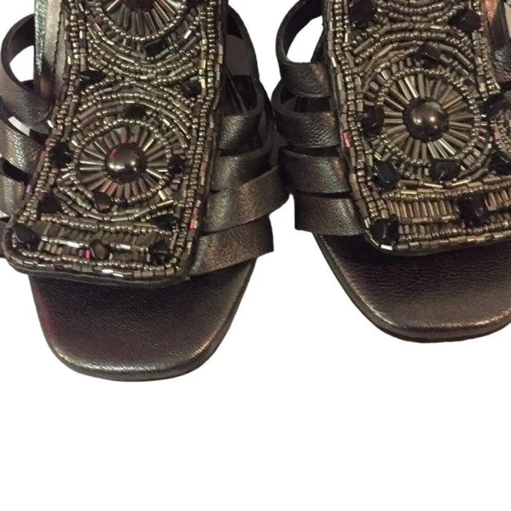 Vince Camuto Wedge Sandals Womens 6B Used Gun Metal Gray - Image 15