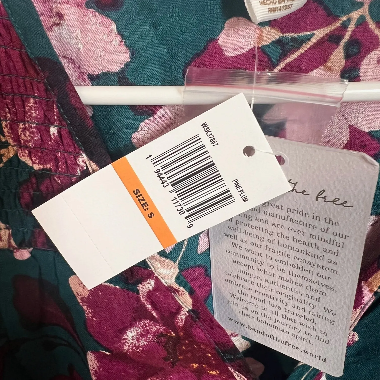 Band Of The Free Women's V-Neck Floral Wrap Maxi Dress Pine Plum Size Small - Image 5