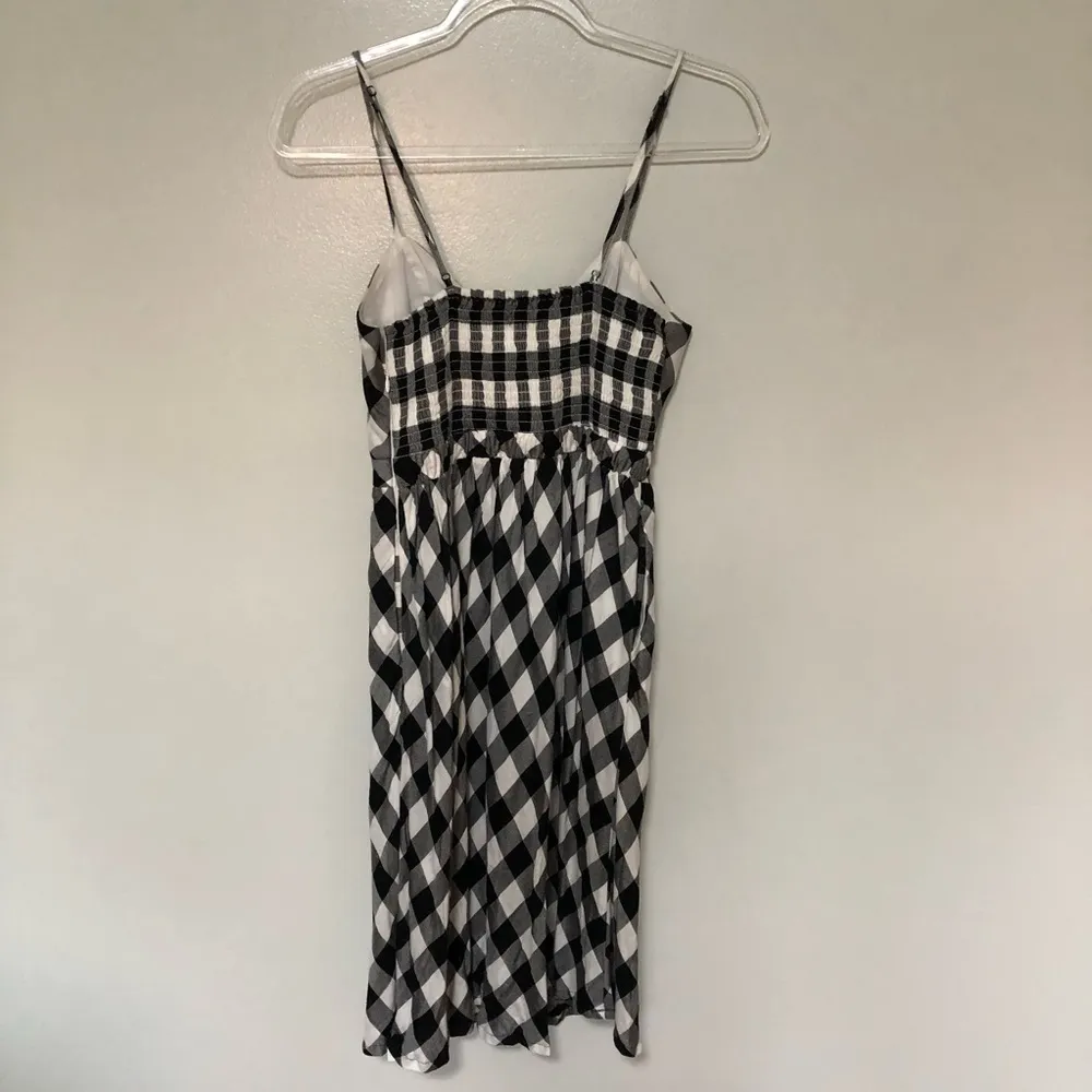 Bardot Plaid Dress Cut Out Tie Knee Length Black & White 6 - Image 7