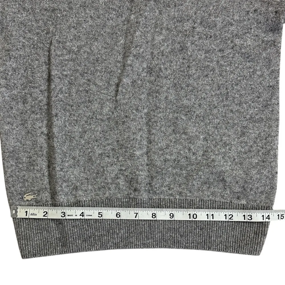 LACOSTE Gray Metallic Thread Short Sleeve Sweater Size S - Image 9