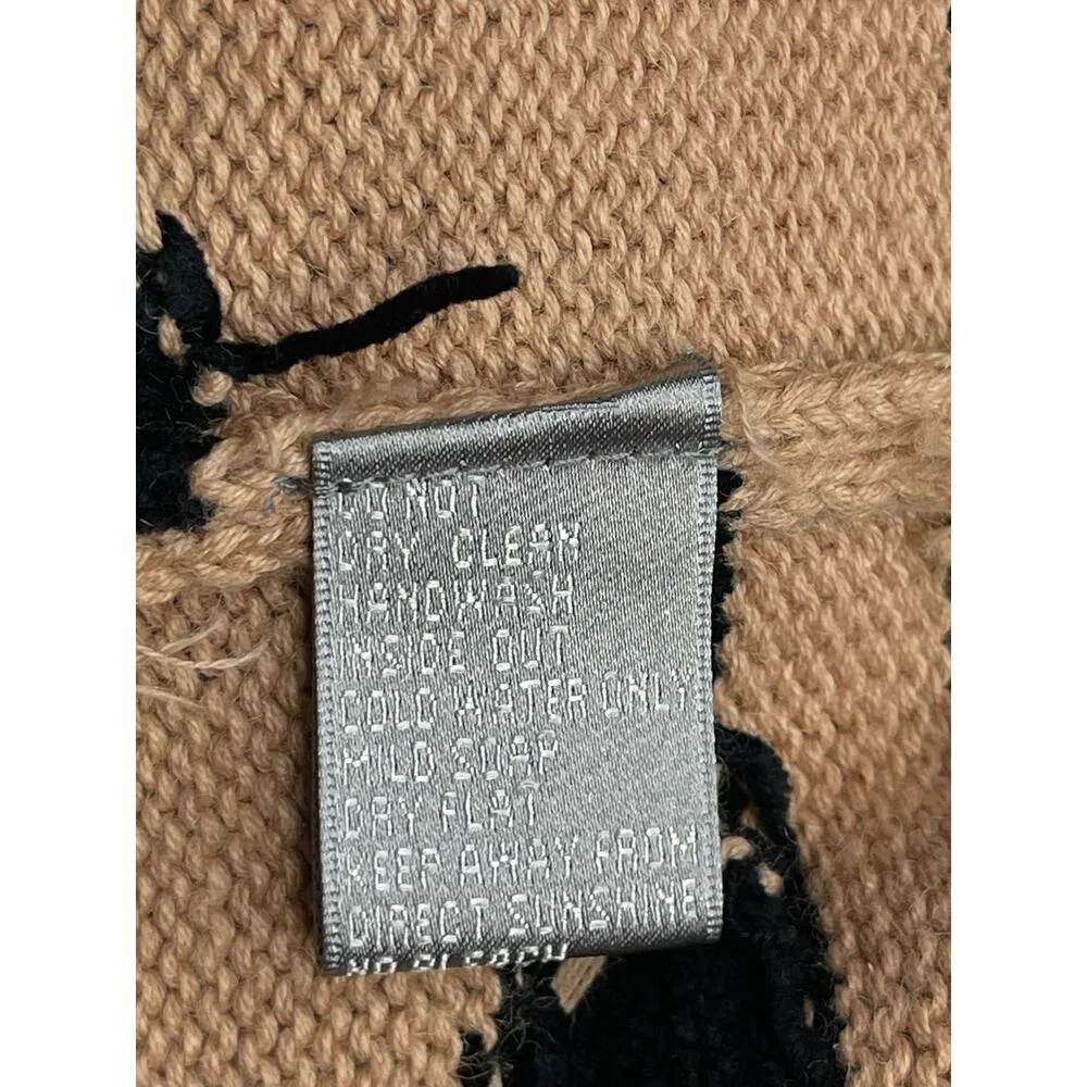 Berek Tiger Striped Embroidered Cardigan Knit Sweater size M Tan/Black Vintage Tan Size M - Image 8