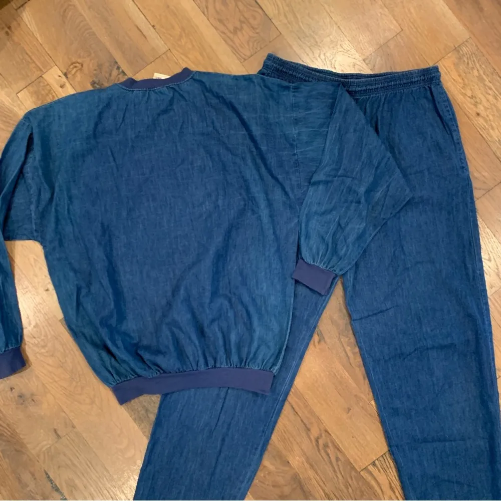 Vintage Denim Embroidered Pant Set Size Medium Blue - Image 8