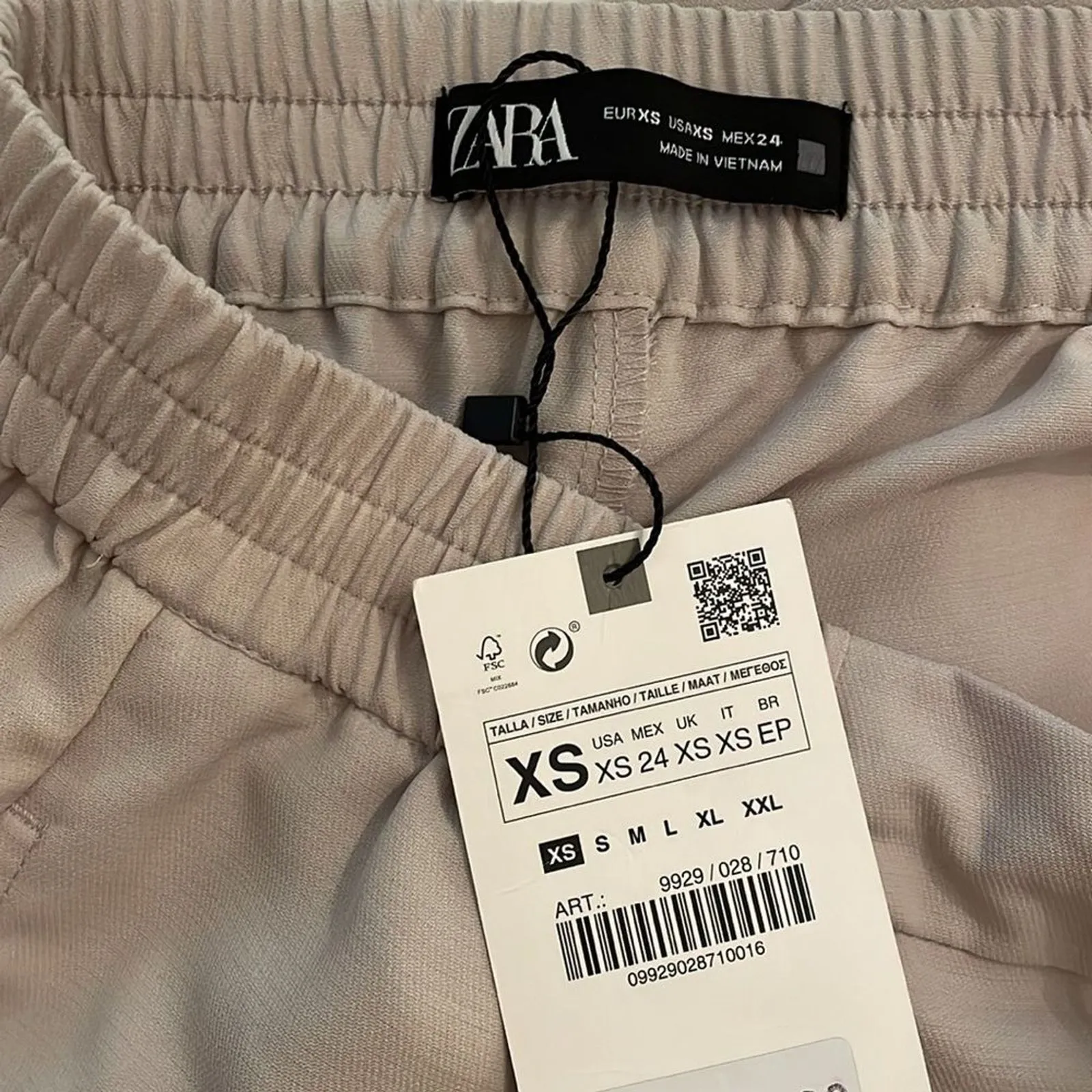 Zara Beige Flowy Ankle Pants Womens Size Extra Small NEW - Image 2