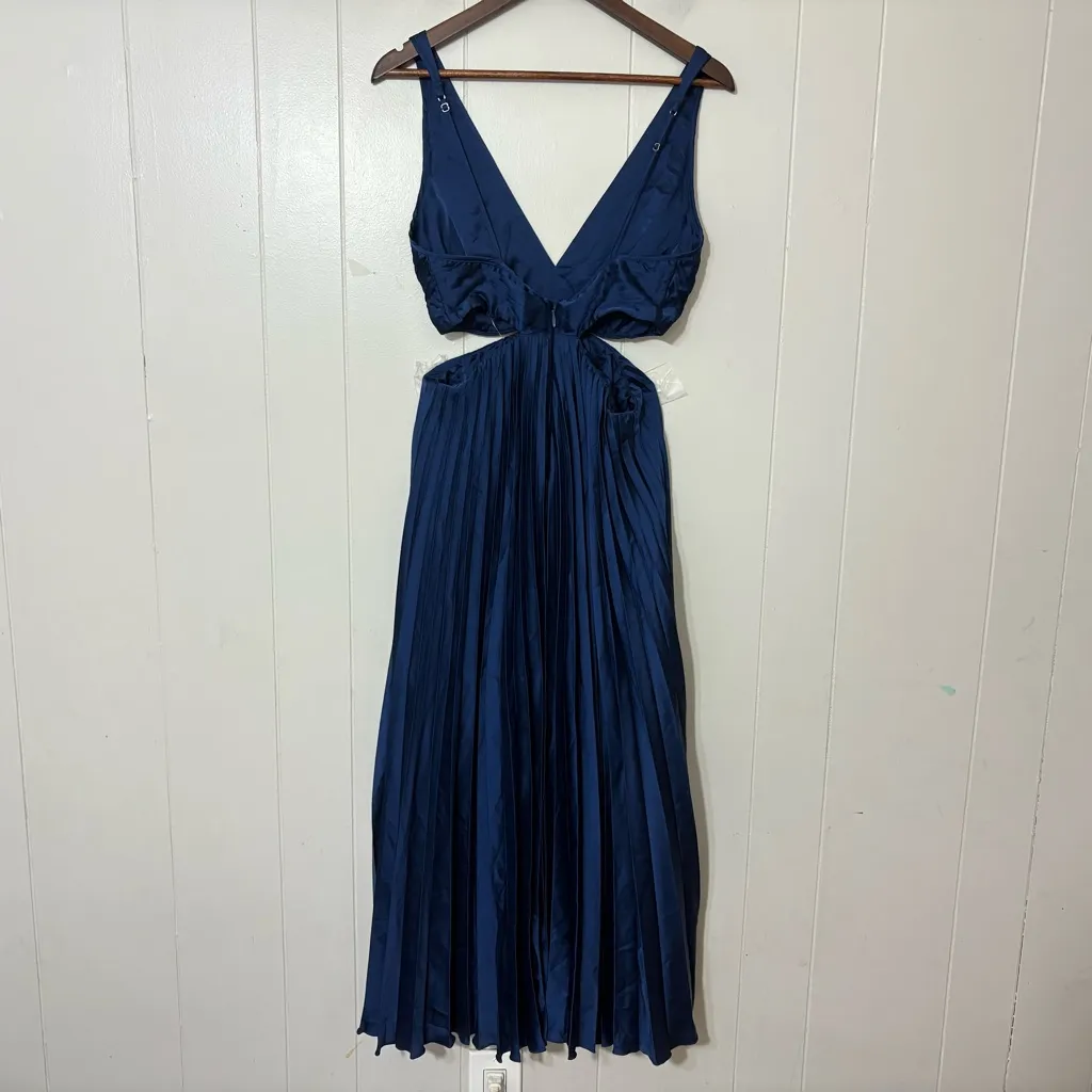 Abercrombie & Fitch Gisell Pleated Cut-Out Maxi Dress Blue Size S NWOT - Image 5