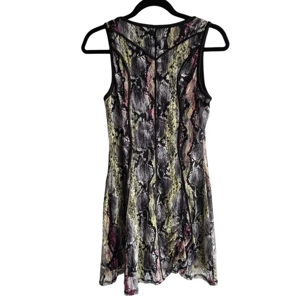 BAR III Sleeveless Mesh Lace DRESS Women's Small Black Yellow Pink Gray Lined - Image 3