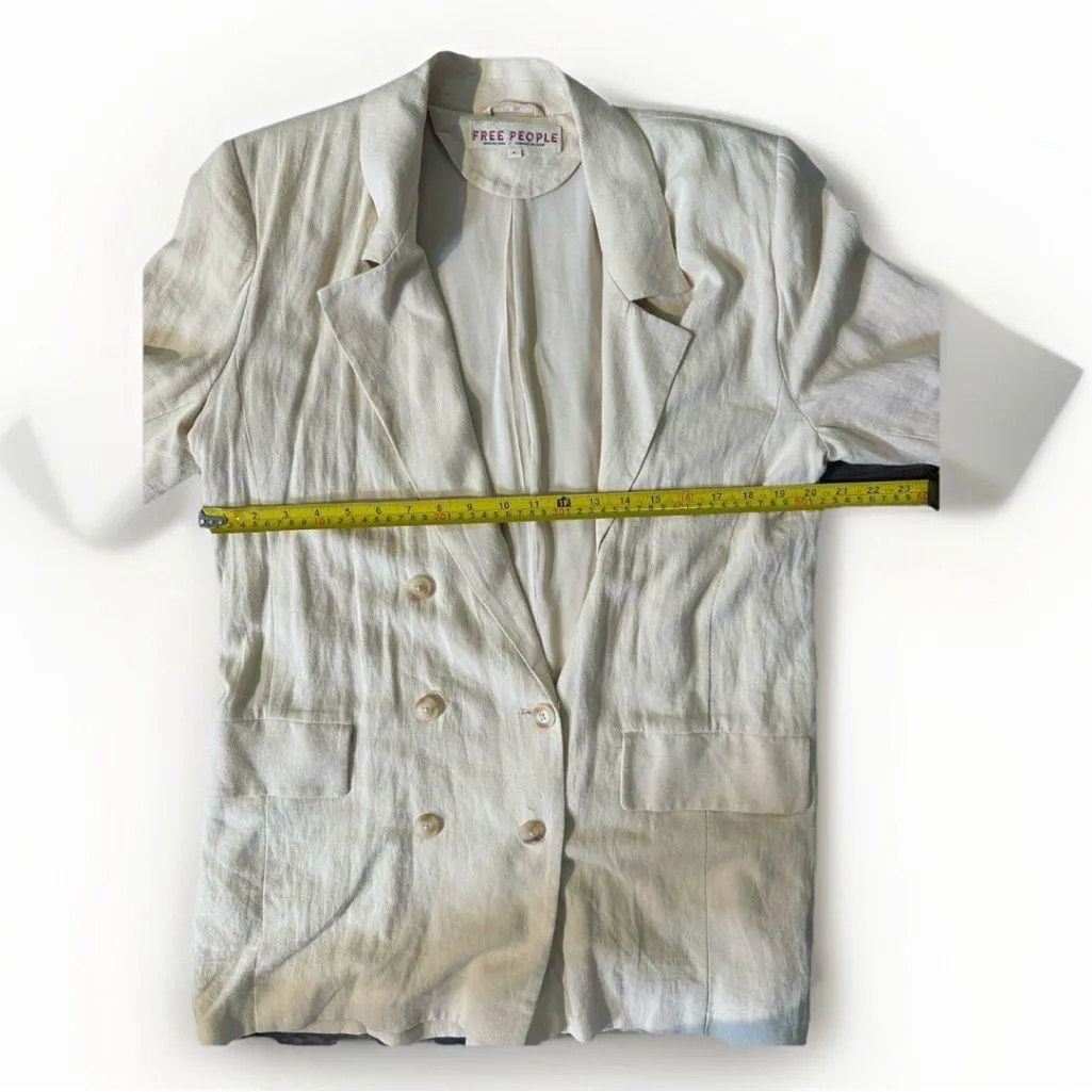 Free People Olivia Blazer in Pebble Linen Blend Double‎ Breasted Jacket M - Image 12