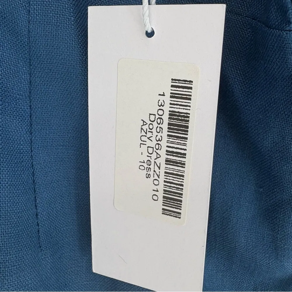 NWT Reformation Dory 100% Linen Halter Faux Wrap Mini Dress | Sz 10 | Blue - Image 11