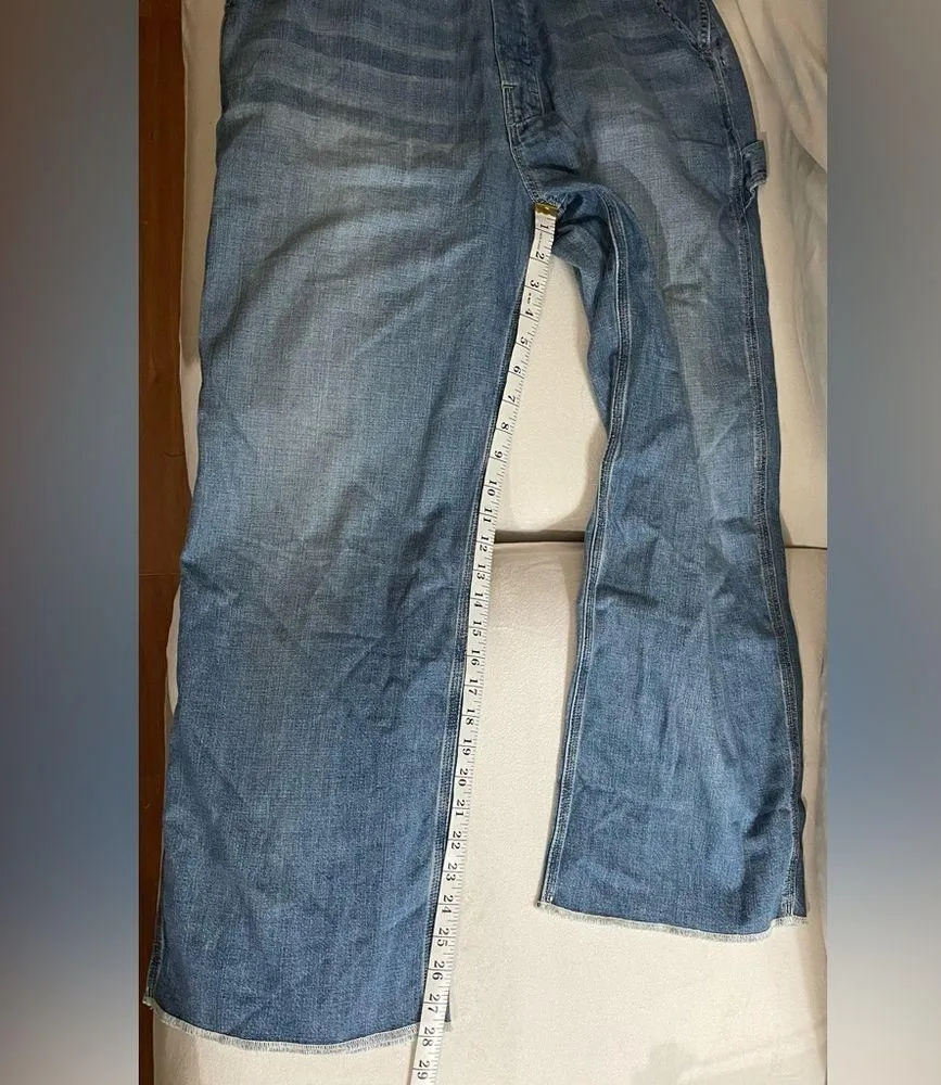 NWT Anthropologie Edwin Sadie Utility Denim Overalls RipTide Size L - Image 7