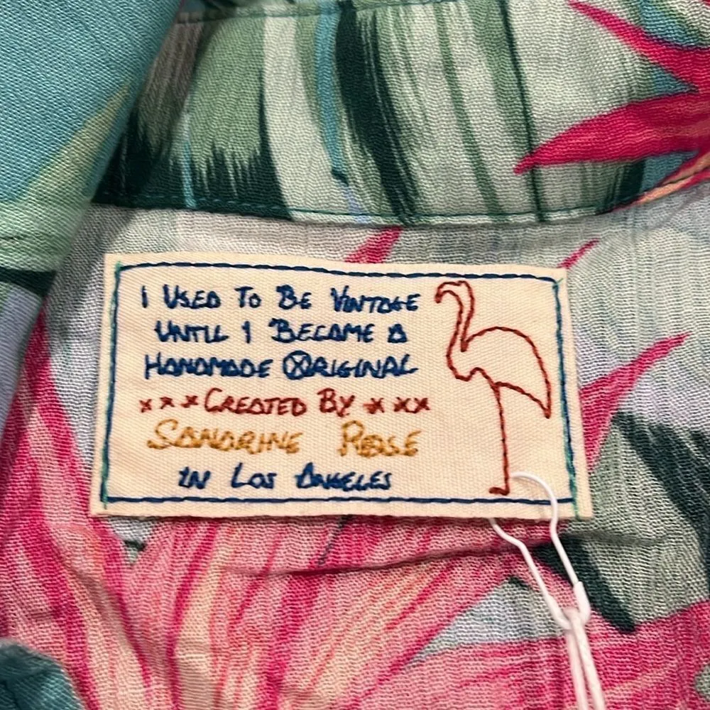 Free People NWT Sandrine Rose Hawaii luau floral snap button top turquoise XS - Image 7