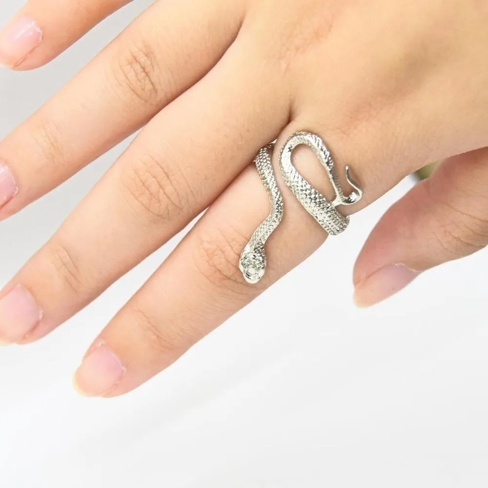 Small Textured Snake Band Silver - Image 2