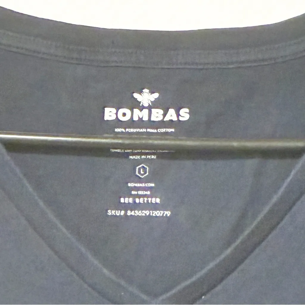 BOMBAS Dark Blue V Neck Cotton Short Sleeve T-shirt Women’s Size Large - Image 2