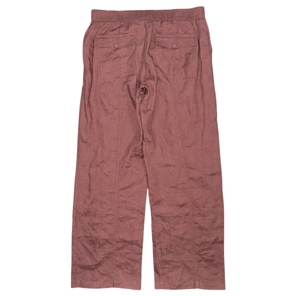 Athleta Cabo Retreat Linen Pants Womens 14 TALL Hearth Rose Relaxed Fit Wide Leg - Image 3