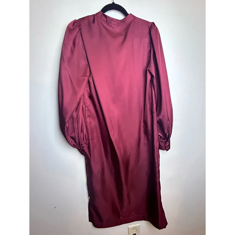 Scotch & Soda Long Burgendy Kaftan Midi Dress with Front Zipper Size Small - Image 8