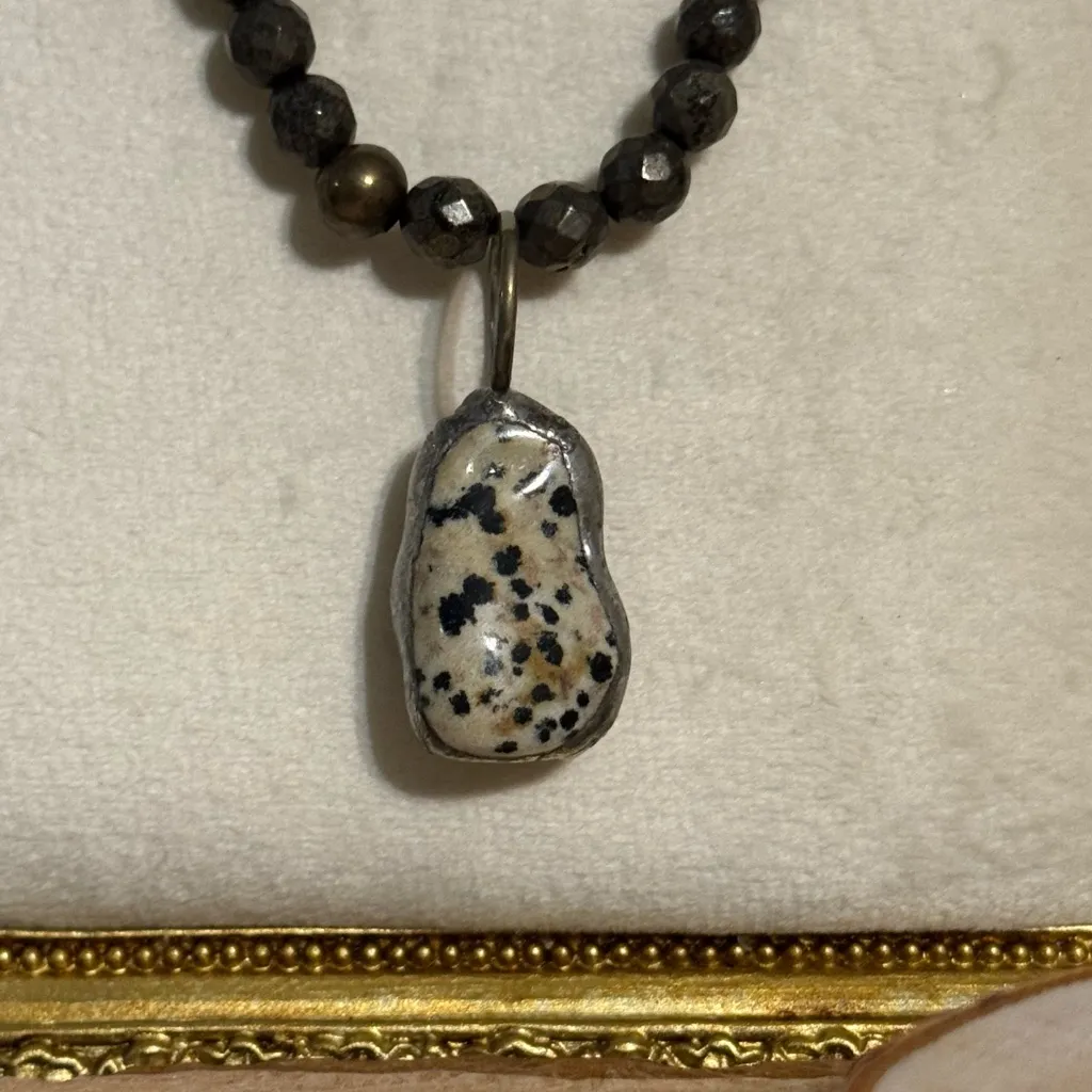 Artisan Dalmatian stone Pendant Necklace Handcrafted - Image 3