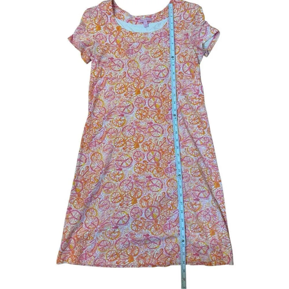 Lilly Pulitzer Kelsea Dress in Ten Speed Bicycle Print Sz XS Orange Pink - Image 6