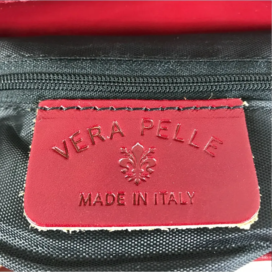 VERA PELLE Leather Shoulder Bag Tote Burgundy Classic Office Rare Made In Italy - Image 10