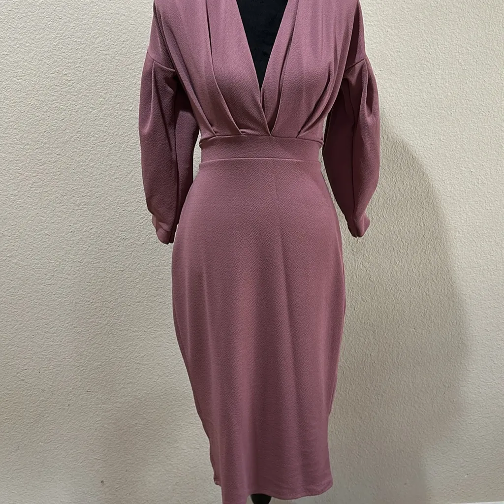 Boohoo Long Sleeve Mauve Dress - Image 3