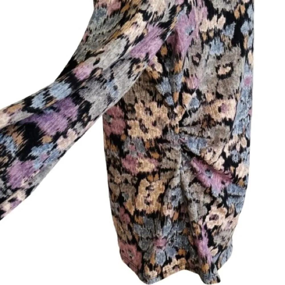 Rafaella Blue Black Lavender Floral Boat Neck Cowl Sweater Top Shirt Size XL - Image 9