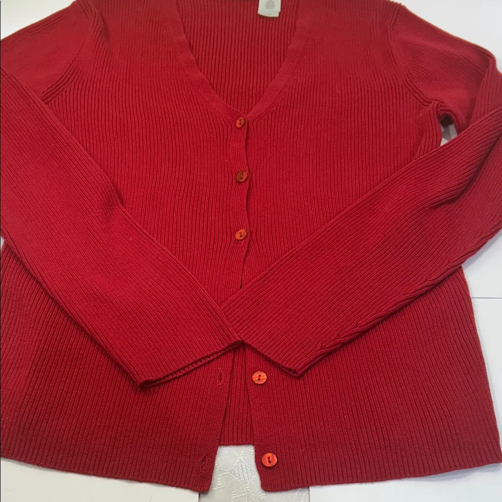 Liz Claiborne V-Neck Red Sweater - Image 3