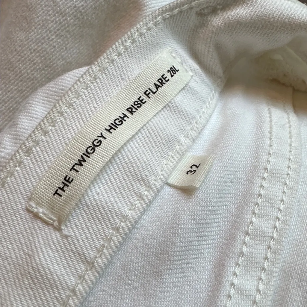 ARITZIA x Denim Forum The Twiggy 60's High Rise Flare Size 32 White - Image 3